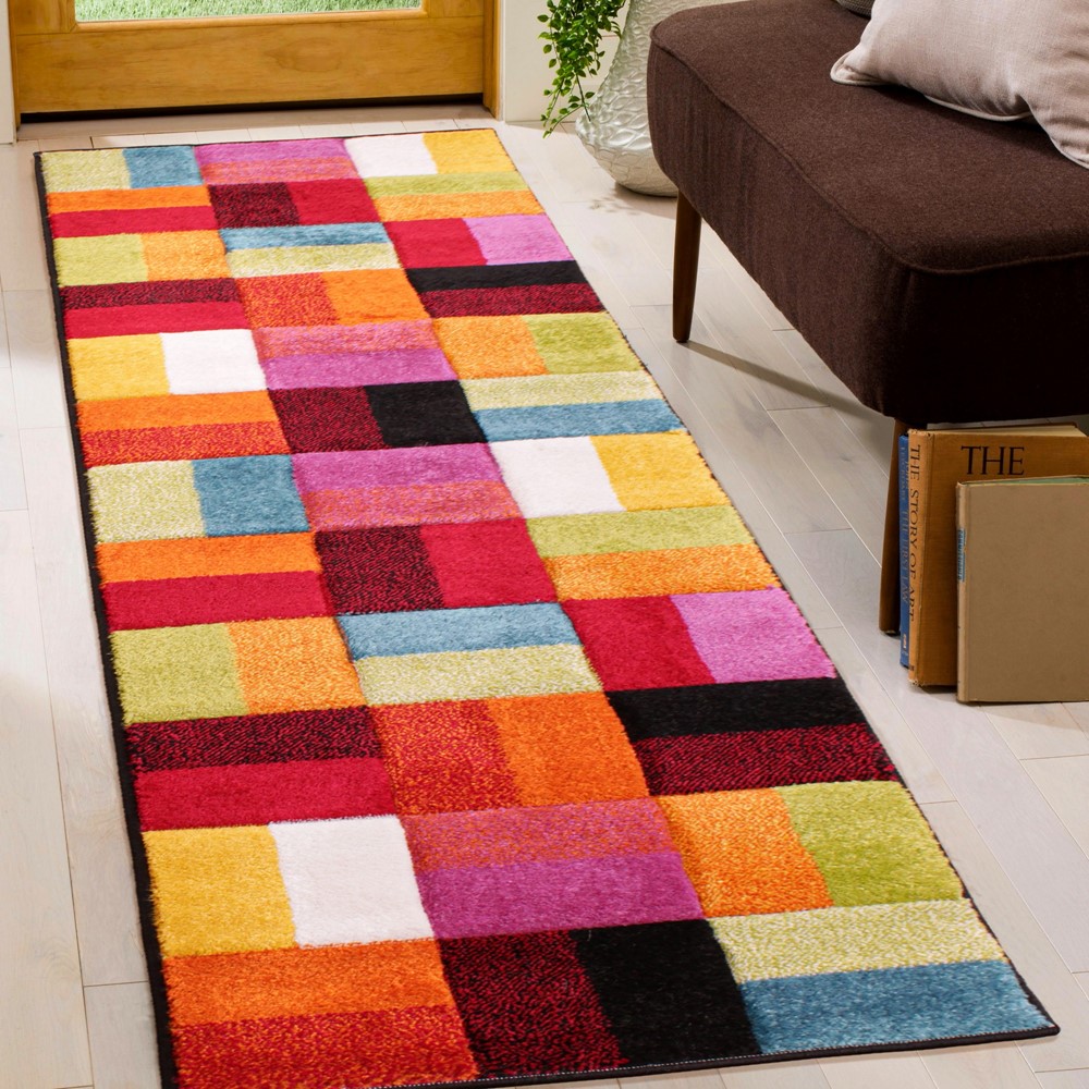 Spectra Largo Carved Geometric Modern Runner Rugs in Multi